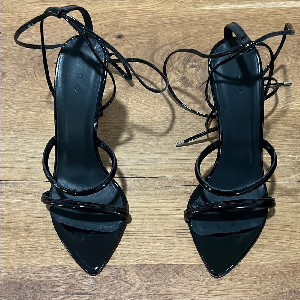 IRO Patent Leather Lace Up Stiletto Heels Black 37 US 6.5